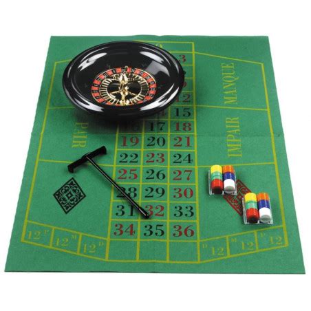 Roulette de jeu pour Casino 30 cm avec pions et tapis.